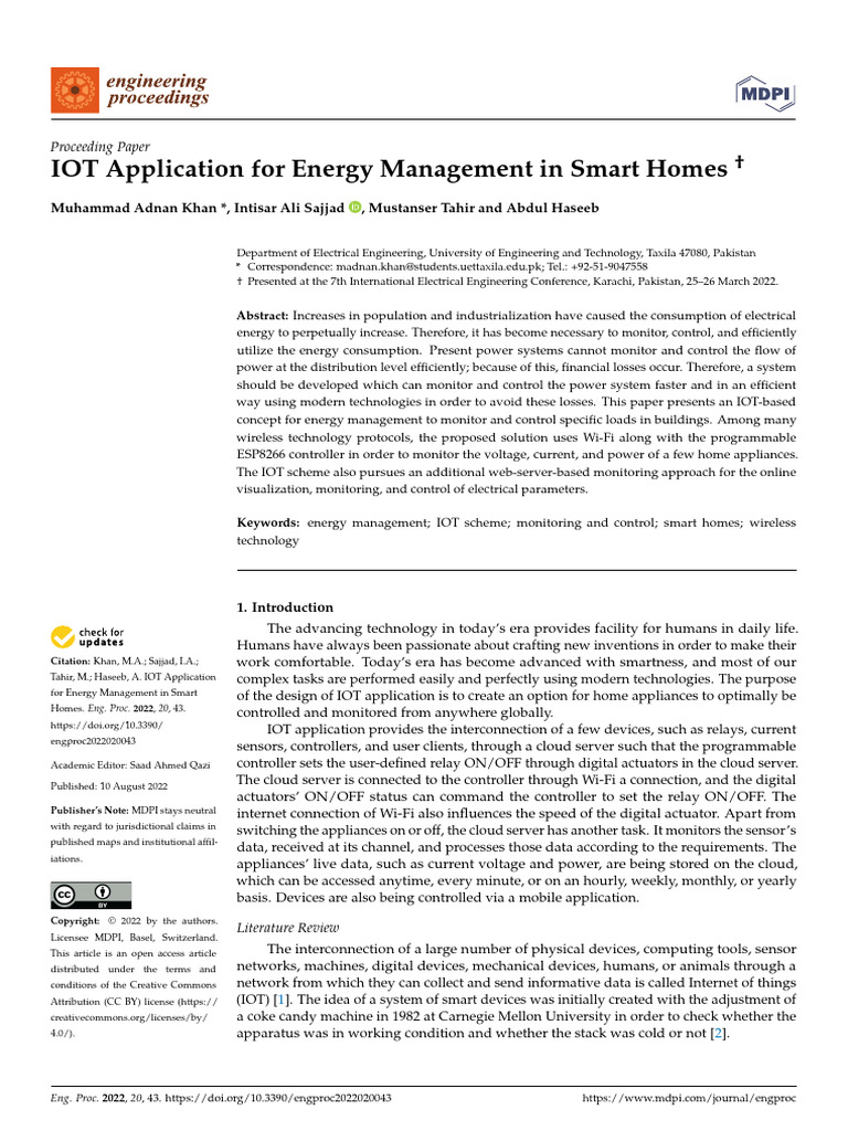 IOT Application For Energy Management in Smart Hom | PDF | Internet Of ...