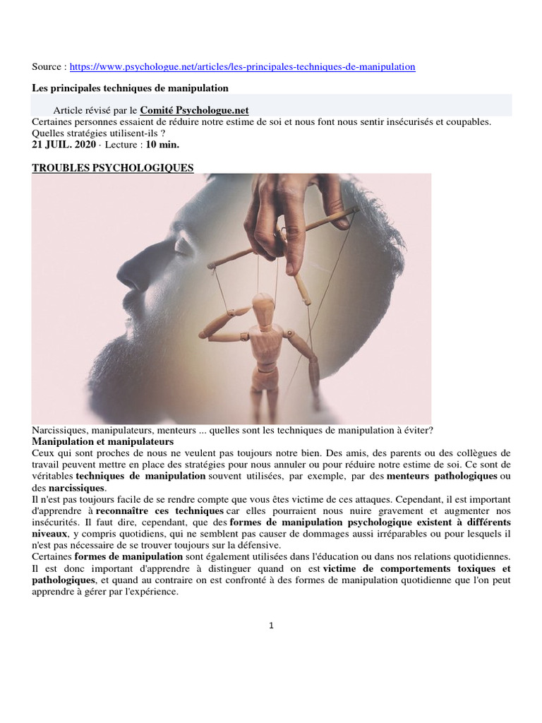 Techniques de manipulation à éviter | PDF | la perception | Psychologie