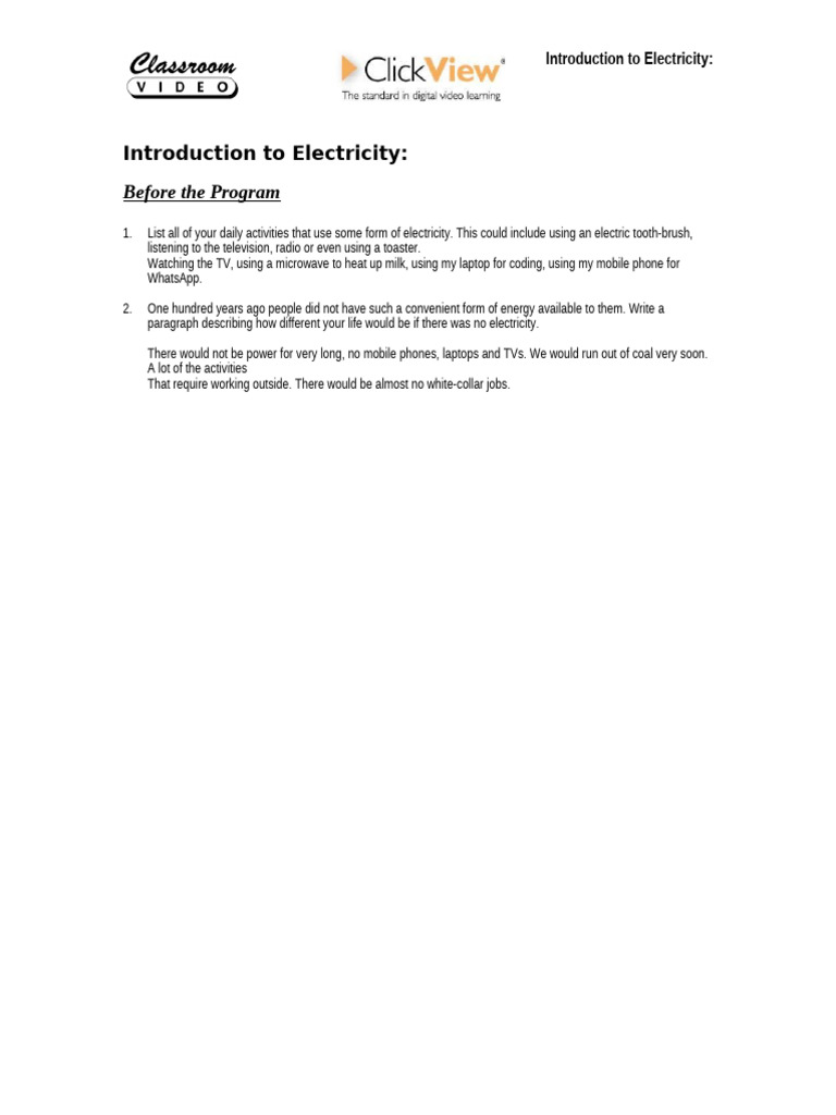 Electricity Basics for Students | PDF | Electricity | Electric Charge