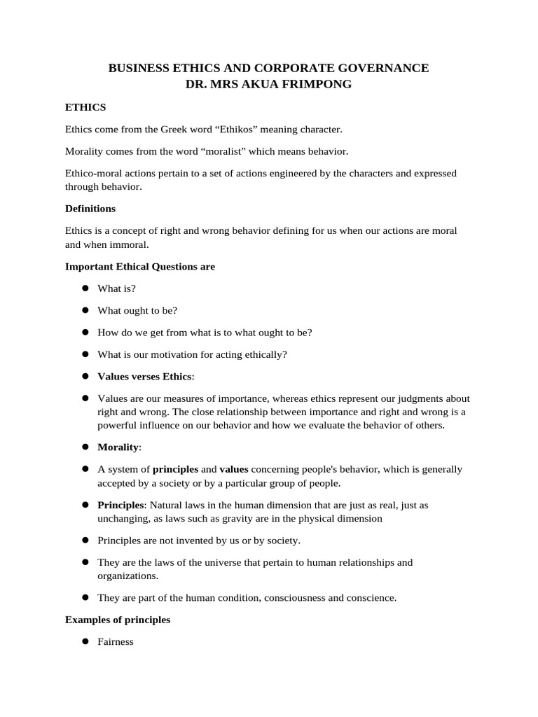 Business Ethics and Governance Overview | PDF | Business Ethics | Morality