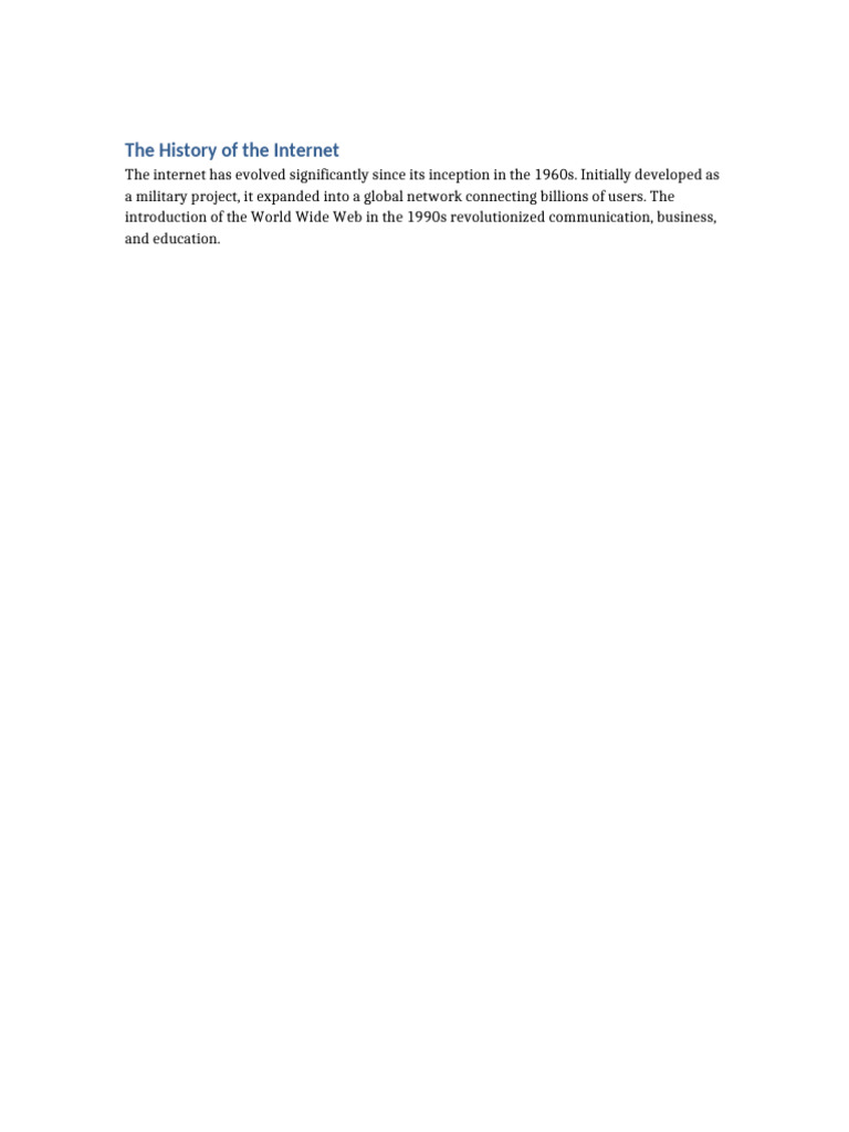 Evolution of the Internet History | PDF