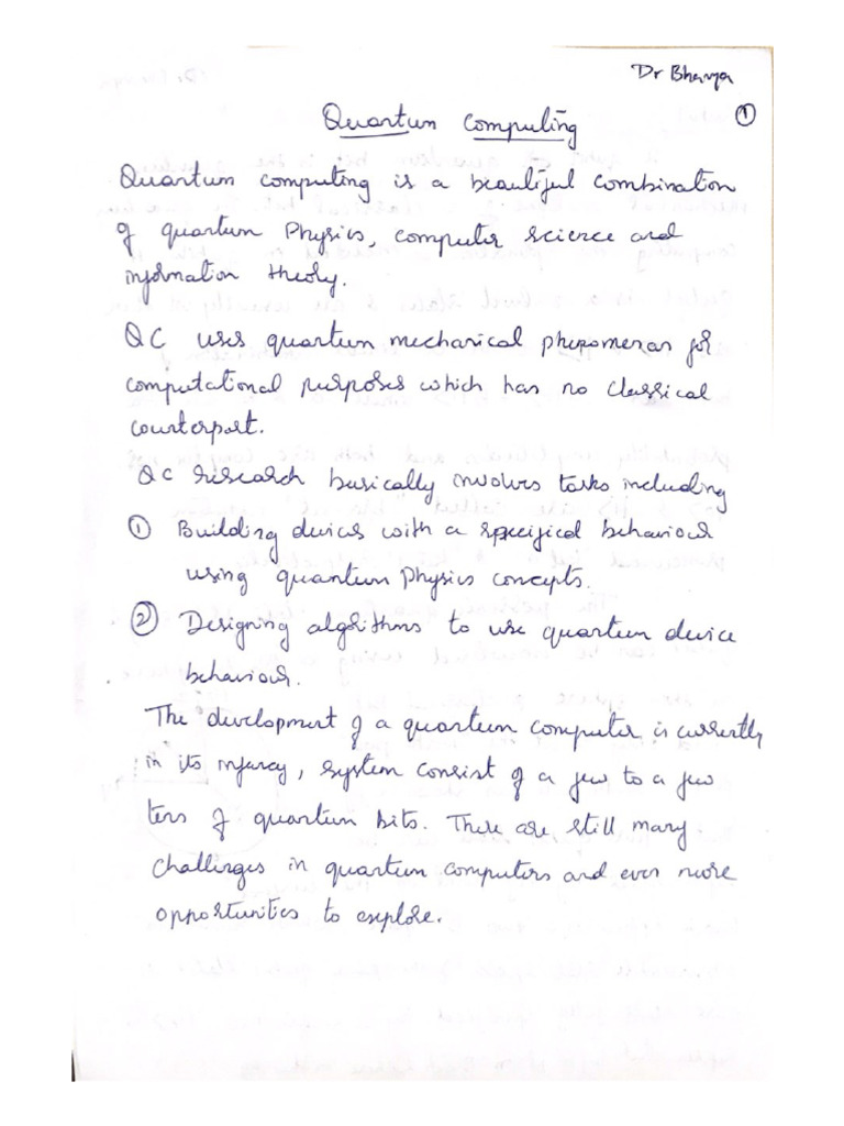 Quantum Computers Note | PDF