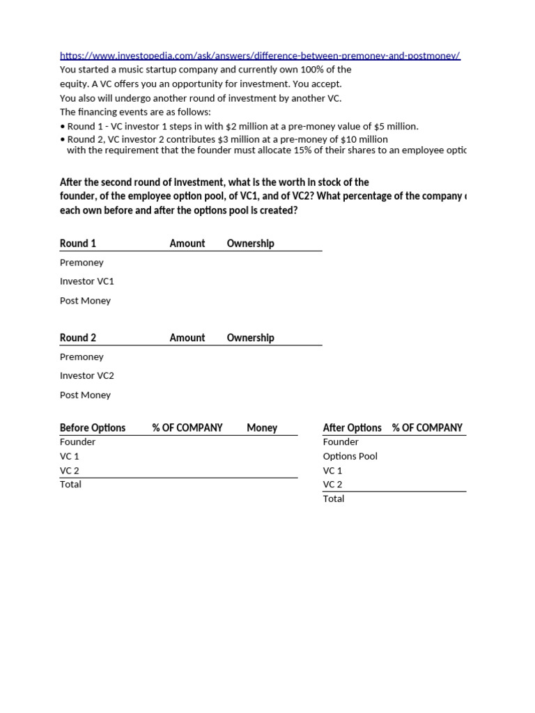 Week 10 Problems | PDF | Venture Capital | Corporate Finance