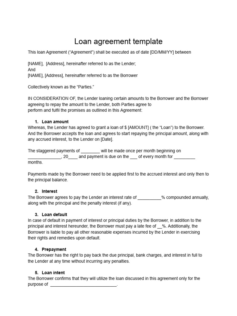 632d2e8806020766317f90d7 - Loan Agreement Template | PDF | Loans | Interest