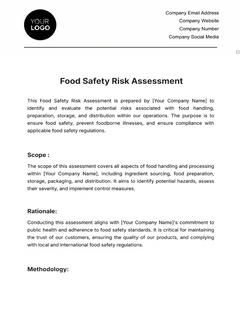Food Safety Risk Assessment Template | PDF