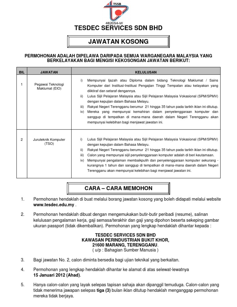 Iklan Jawatan Kosong 15 01 2012 Pdf