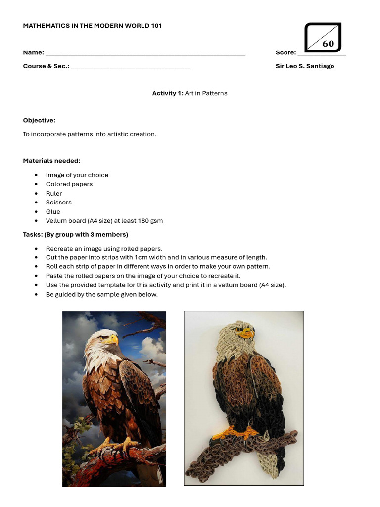 MMW Act 1 - Art in Patterns | PDF | Pattern | Image