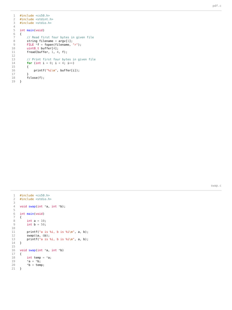 C Code for File Reading and Swapping | PDF