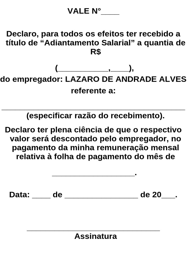 Modelo Recibo Pagamento | PDF