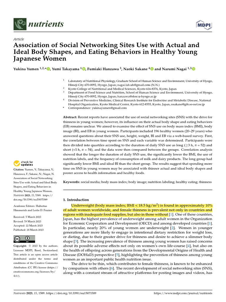 1-Association of Social Networking Sites Use With Actual and | PDF ...