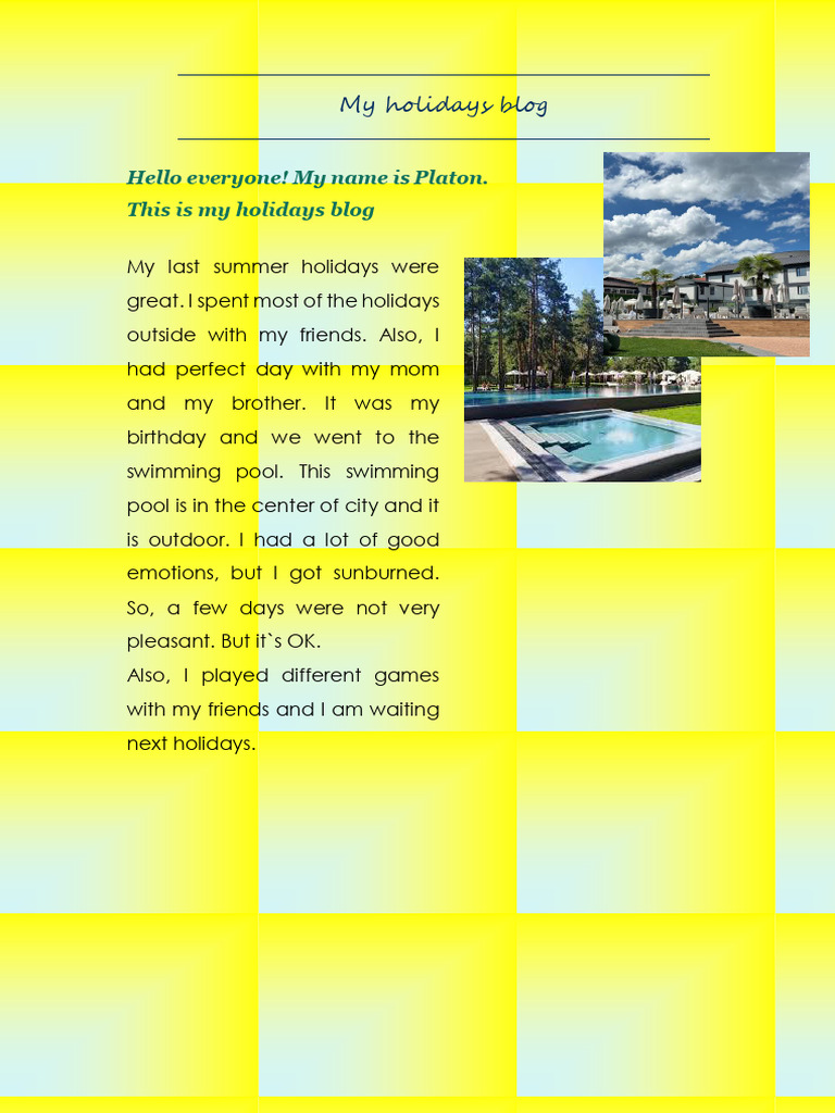 My holidays blog | PDF