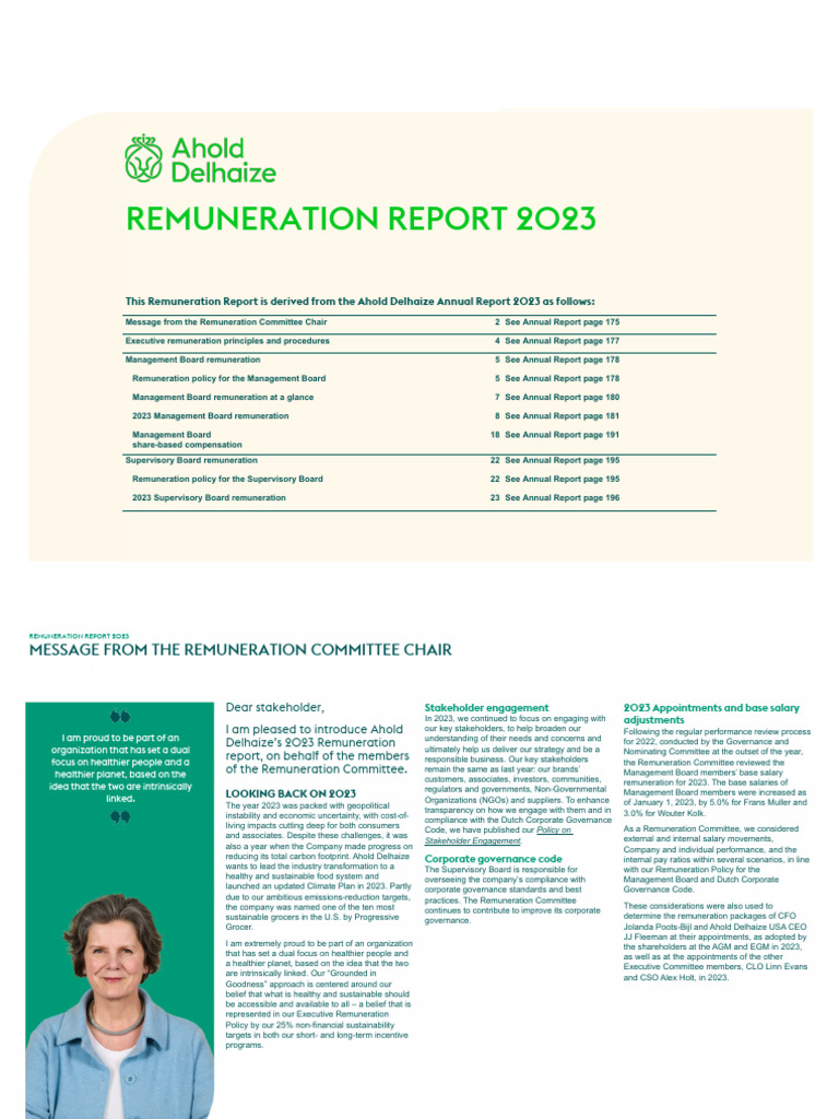 Ahold Delhaize 2023 Remuneration Report | PDF | Salary | Mergers And ...