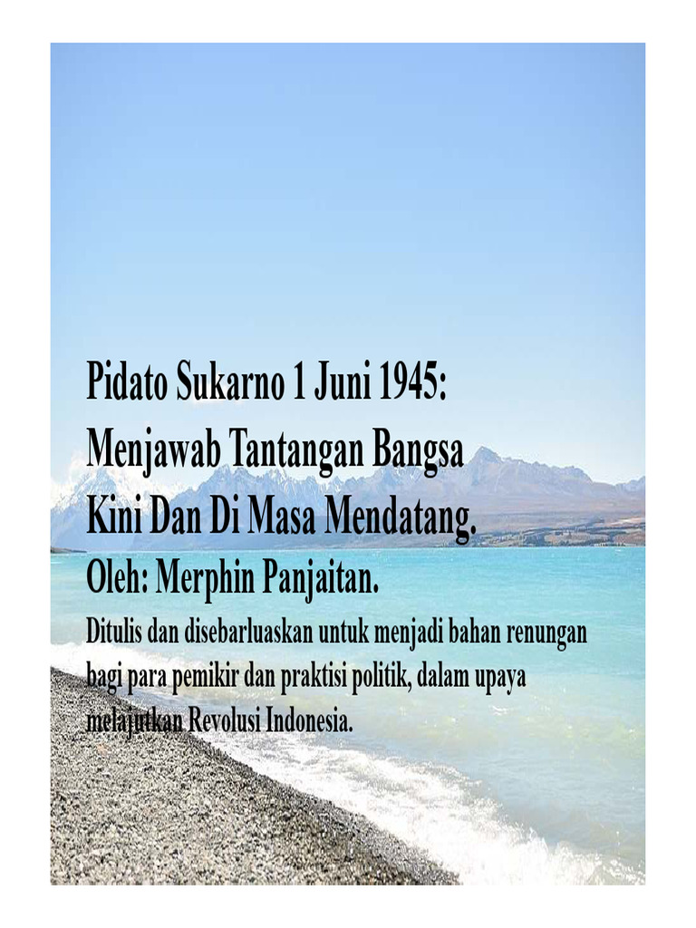Pidato Sukarno 1 Juni 1945 Menjawab Tantangan Bangsa | PDF