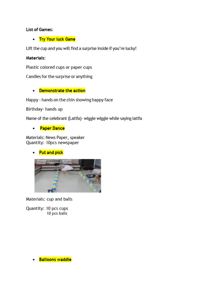 Fun Party Games for Kids | PDF