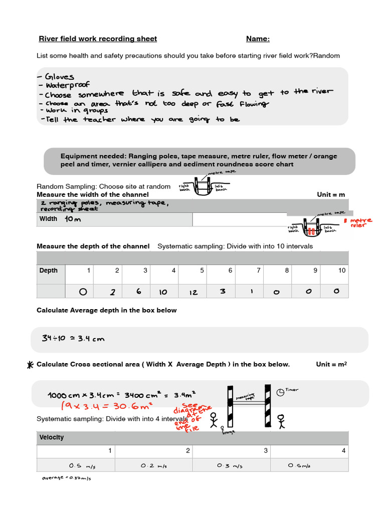 River Field Work Data Collection Guide | PDF | Discharge (Hydrology ...