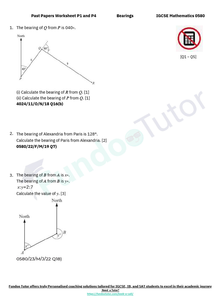 IGCSE Bearings Questions and Solutions | PDF | Elementary Geometry ...