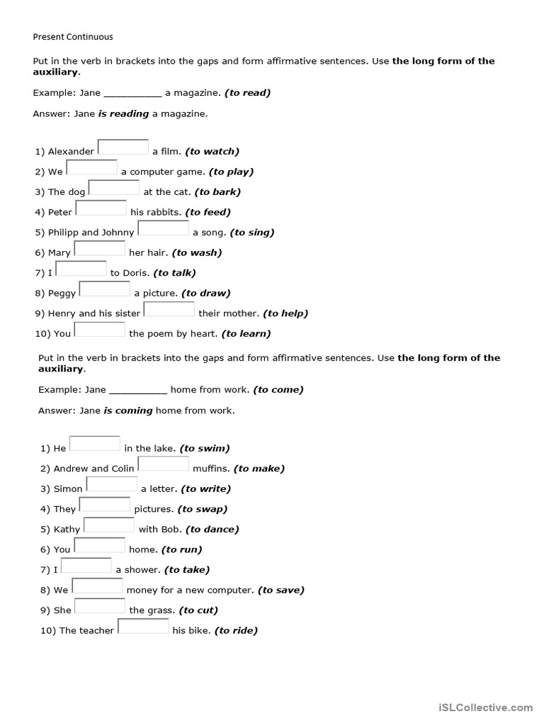 Present Continuous Exercises for Beginners | PDF | Zoo