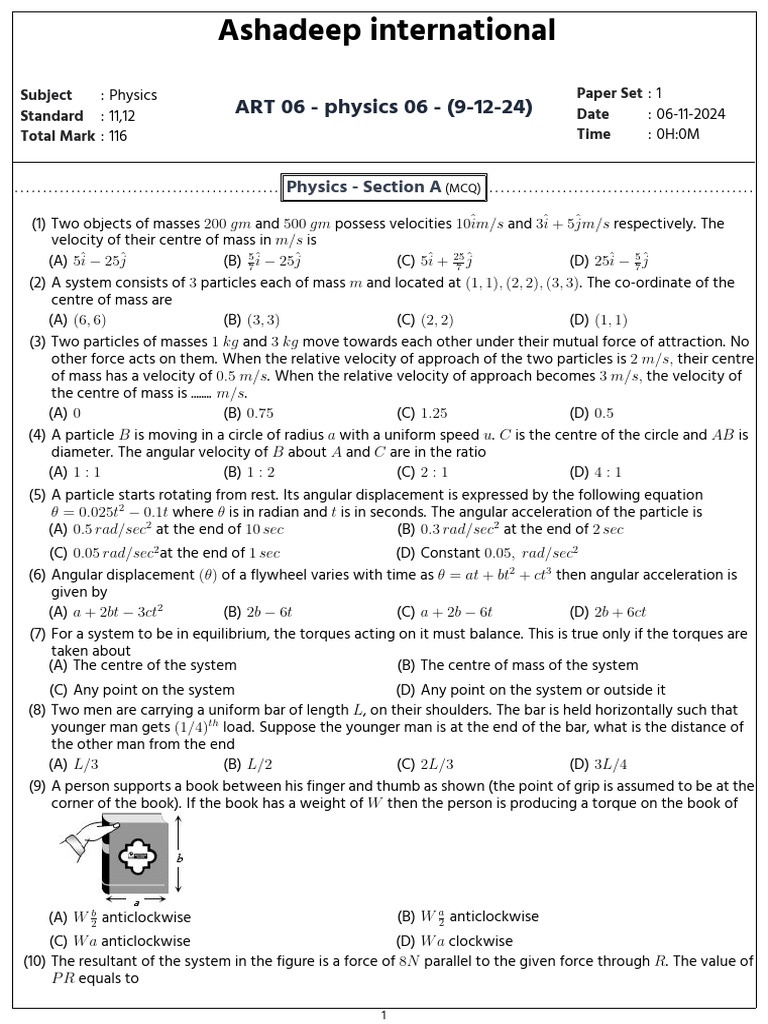 ART 06 - Physics 06 - (9-12-24) 1730911223 241106 221118 | PDF ...