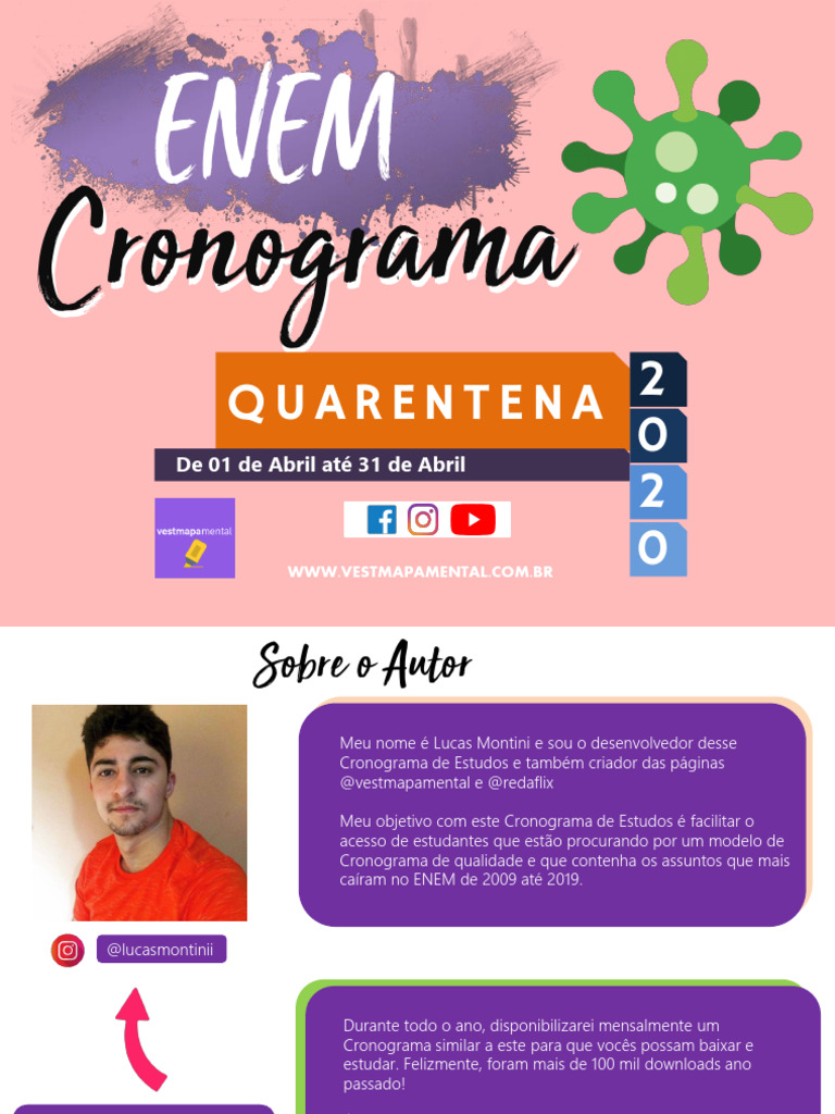 Cronograma Gratuito de Estudos para ENEM | PDF