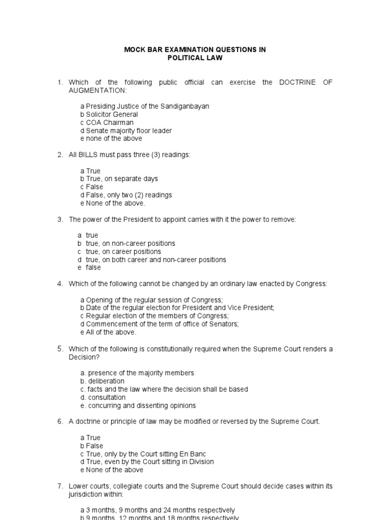 MCQ Constitutional Law Review PDF Presidents Of The United States American Government