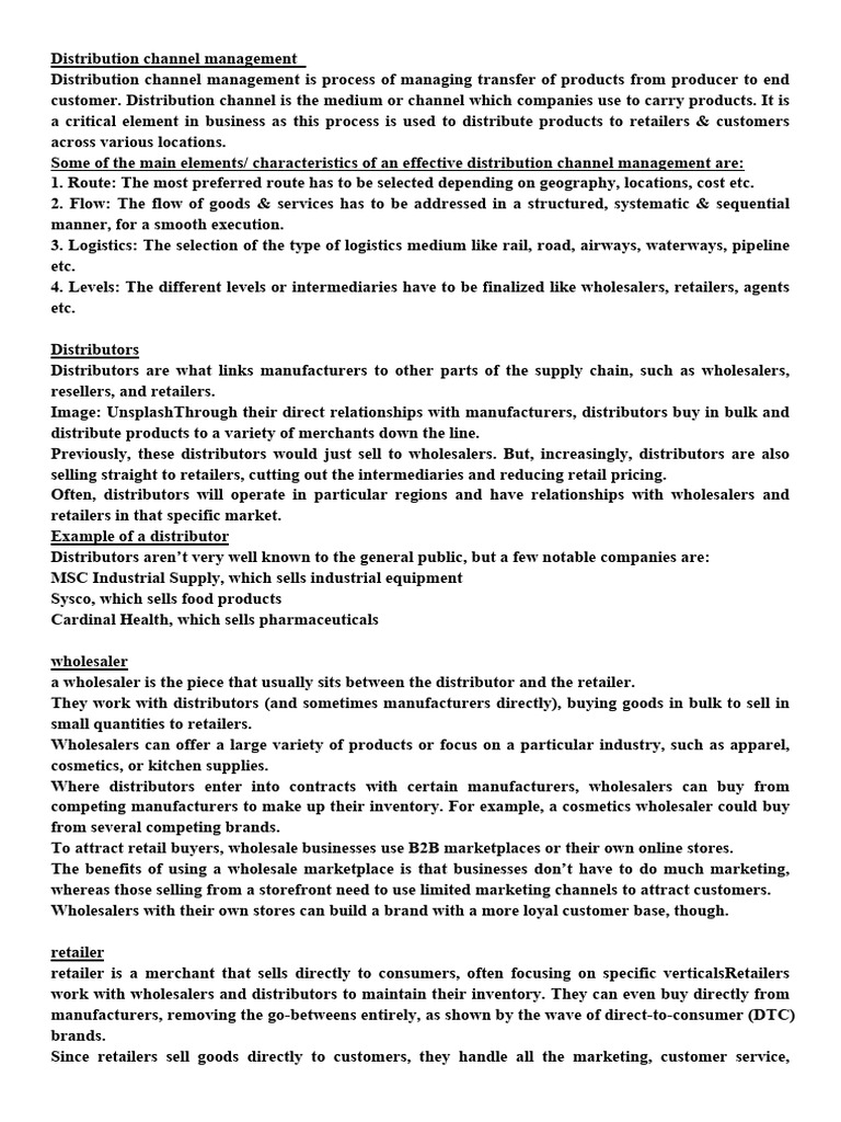 Distribution Channel Management | PDF | Transport | Retail