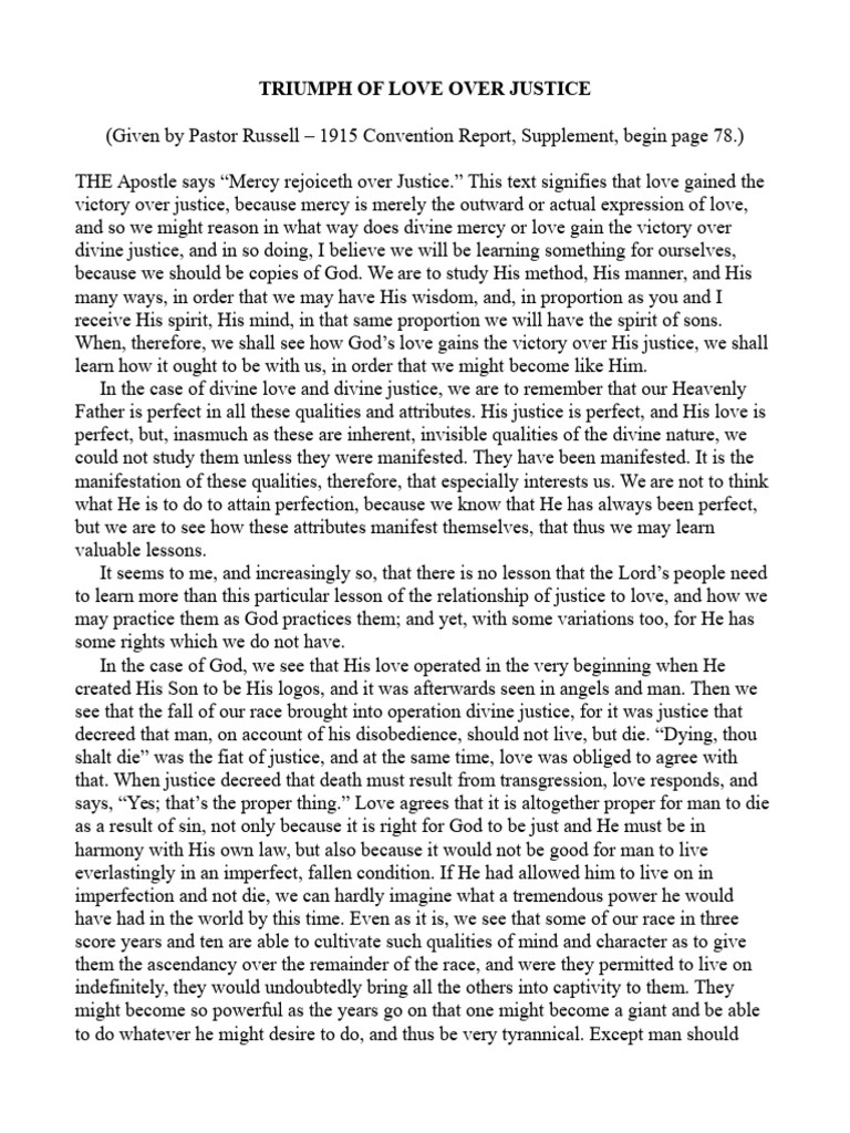 Triumph of Love Over Justice - CT RUSSELL - 172 | PDF | Sin | Glory ...