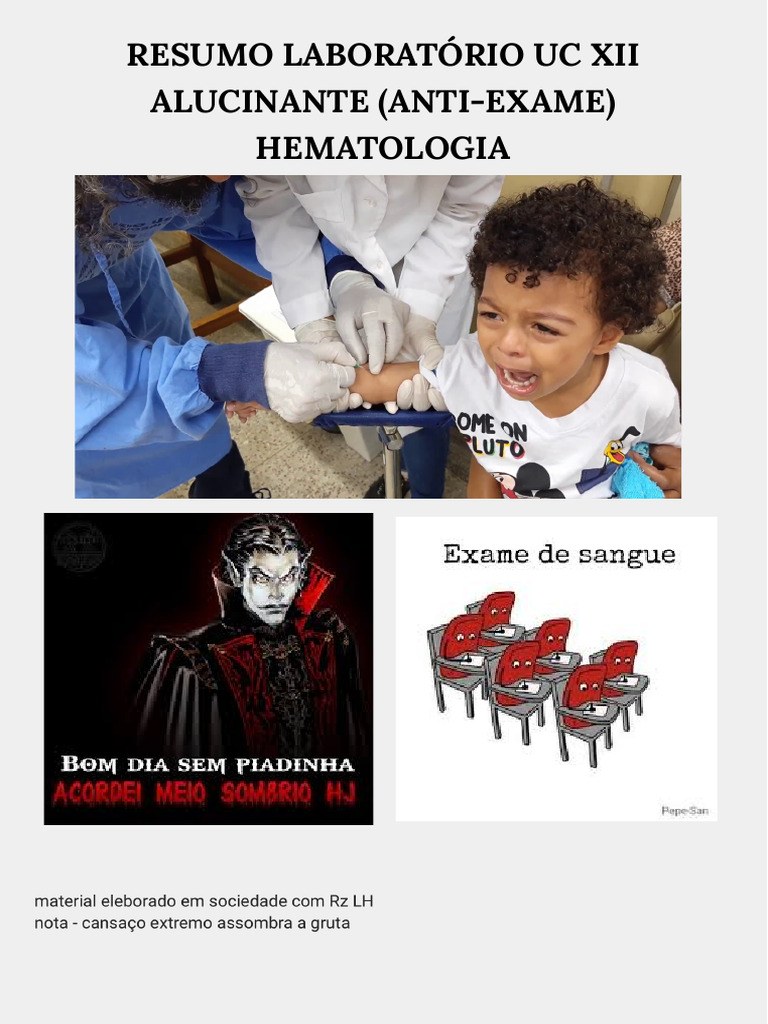 resumo laboratório alucinante (anti-exame) UC XII - hematologia ...
