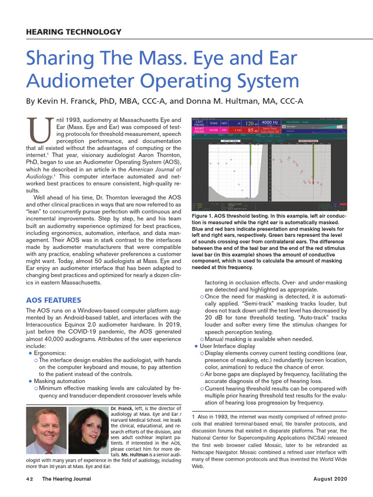 Sharing The Mass Eye and Ear Audiometer Operating.14 | PDF | Hearing ...