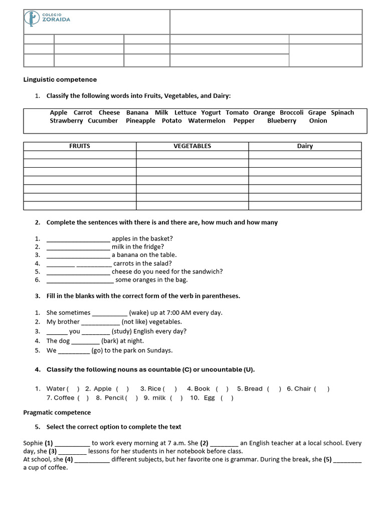 Leveling Plan First Term Seventh Grade | PDF | Fruit | Vegetables