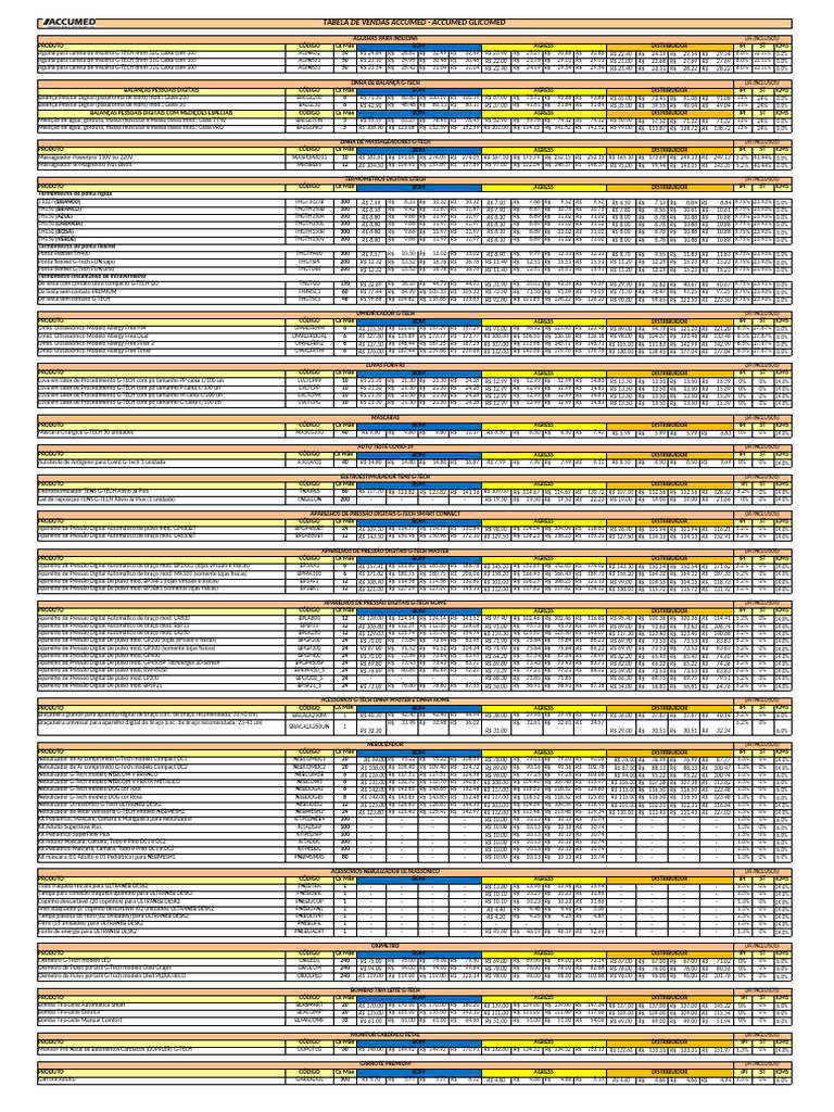 Tabela de Preços Accumed G-Tech | PDF