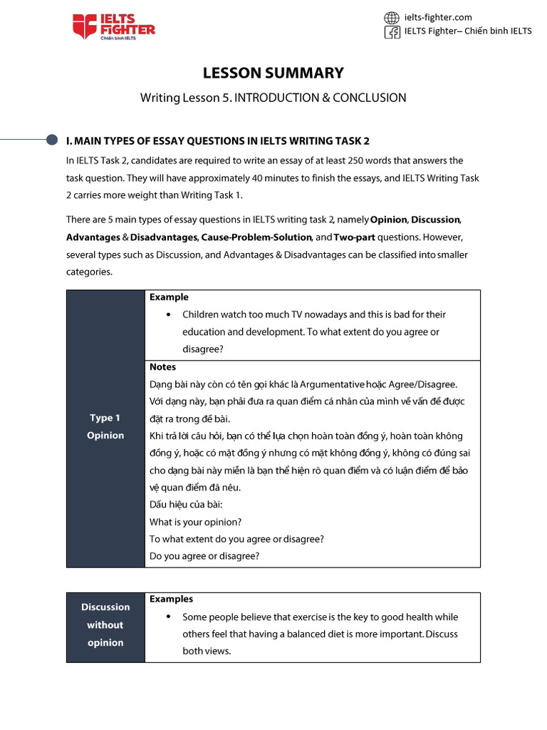 (Fighter 4) LS - Writing - Lesson 5. Introduction & Conclusion | PDF ...
