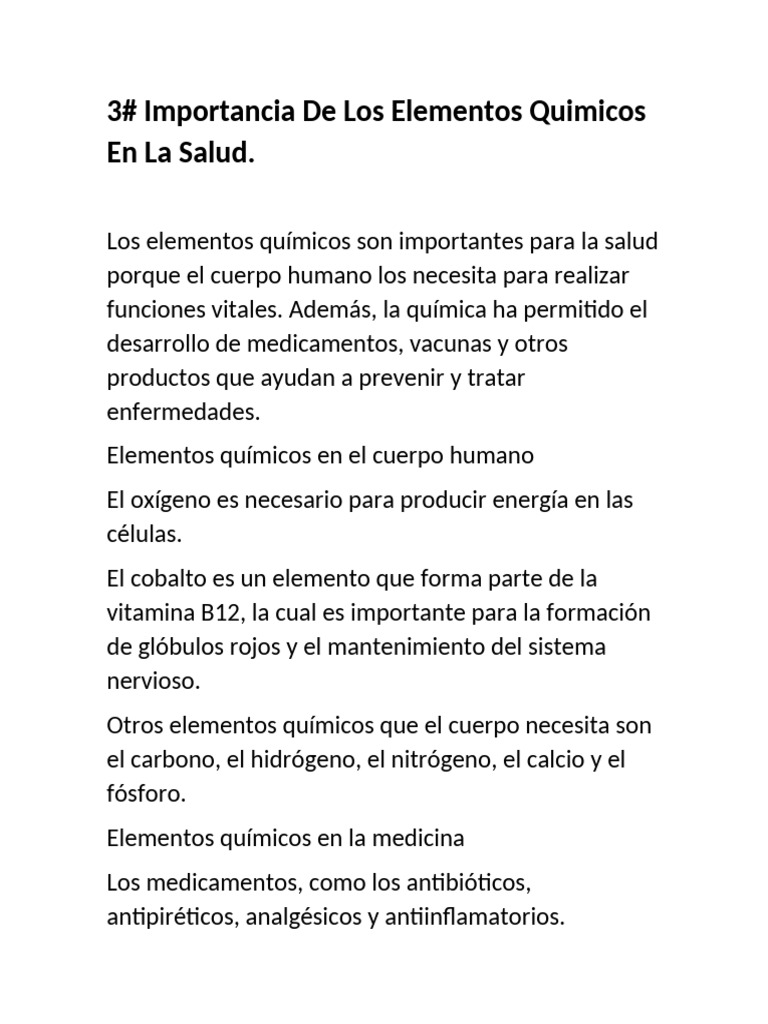3# Importancia de Los Elementos Quimicos en La Salud | PDF