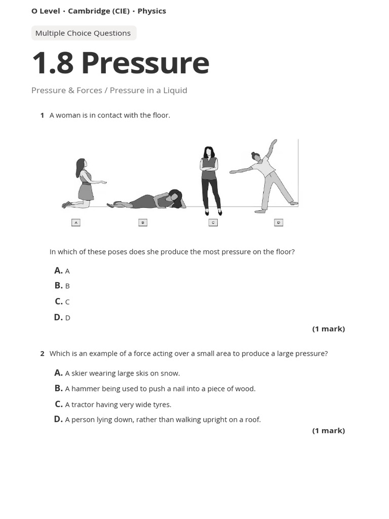 Pressure Concepts and Calculations | PDF | Pressure | Density