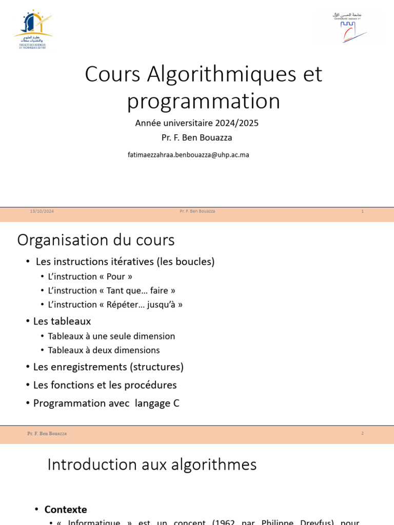 Cours sur Algorithmes et Programmation C | PDF | Structure de contrôle ...