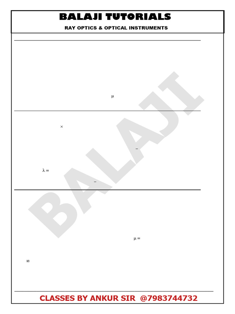 Ray Optics & Optical Instruments Guide | PDF | Optics | Waves