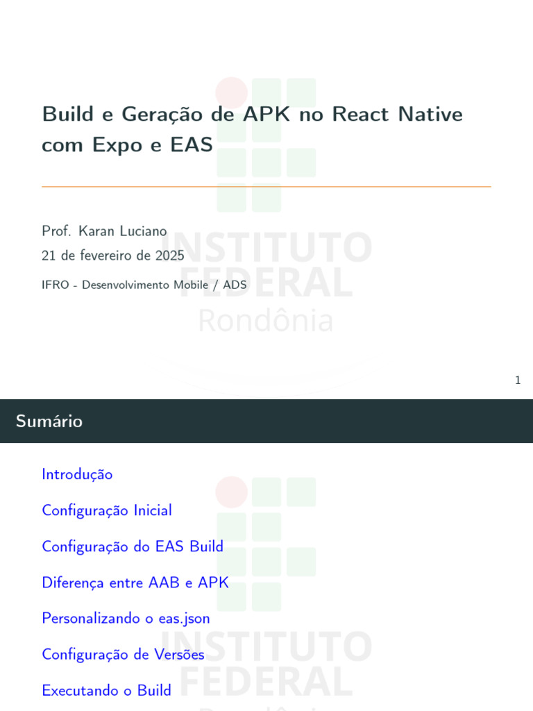 Geração de APK com EAS no React Native | PDF | Aplicativo para celular ...
