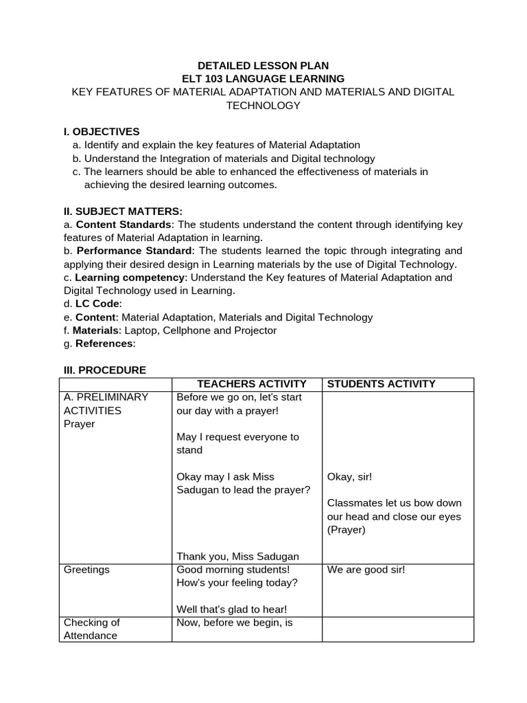 Detailed Lesson - Plan (Group 4) | PDF | Learning | Educational Technology