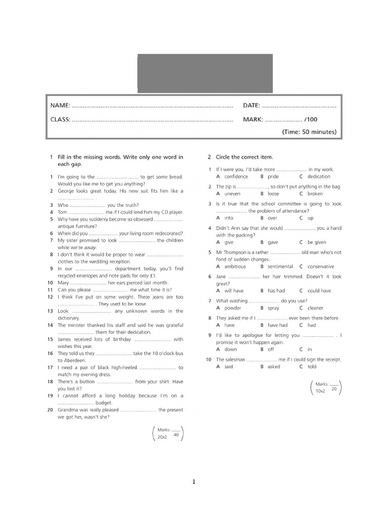 07 Progress Test 7 UPBEAT 6 | PDF