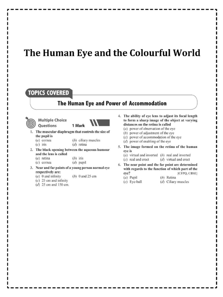 Human Eye and Colorful World Notes | PDF