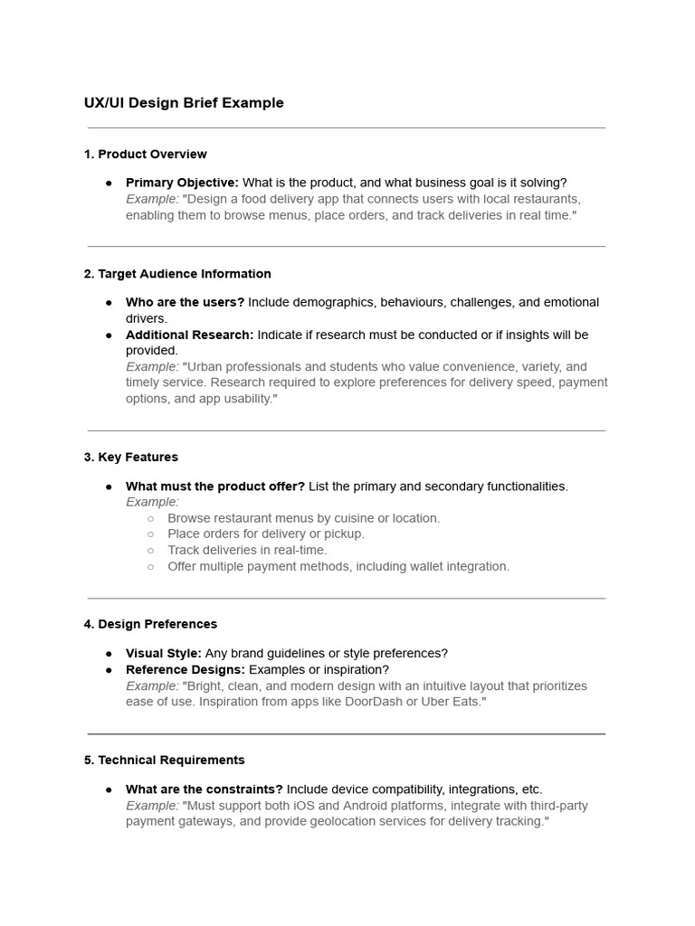 UX - UI Design Brief Example | PDF | Usability | Mobile App