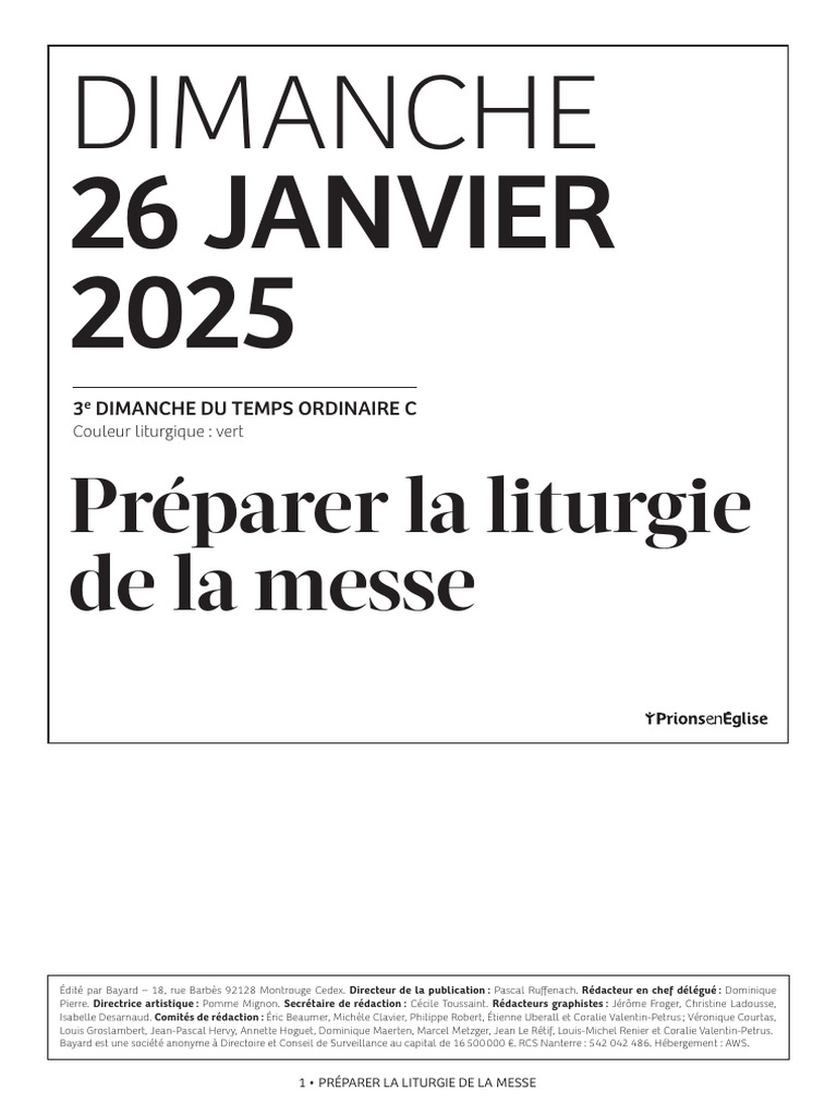 Préparation de la liturgie dominicale | PDF | Liturgie | Dieu