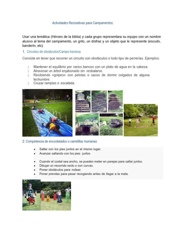 Actividades Recreativas para Campamentos | PDF