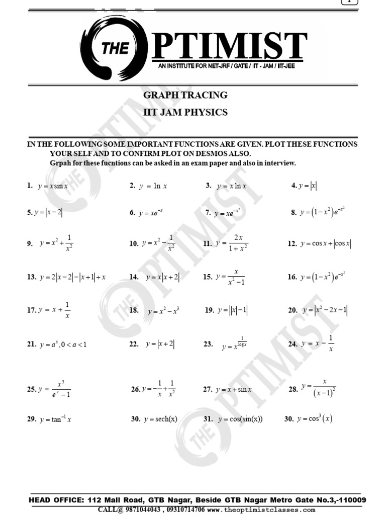 Graph Tracing for IIT JAM Physics | PDF