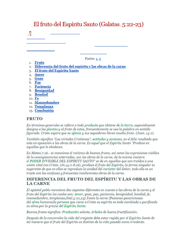 El Fruto Del Espíritu Sant1 | PDF | Fruto Del Espiritu Santo | Amor