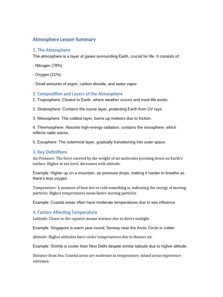 Overview of Earth's Atmosphere and Weather | PDF | Atmosphere Of Earth ...