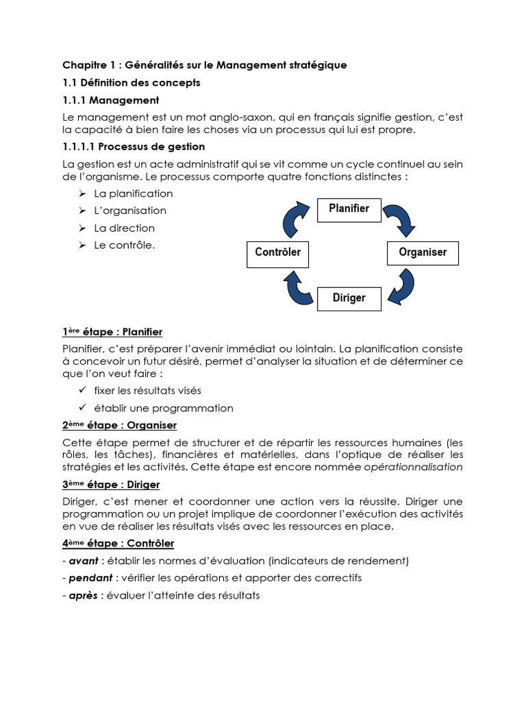 Management stratégique : Concepts clés et étapes | PDF | Gestion ...