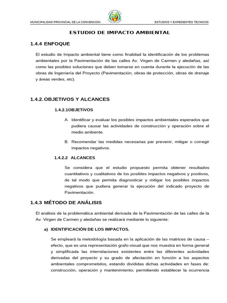Estudio de Impacto Ambiental en Pavimentación | PDF | Evaluación de ...
