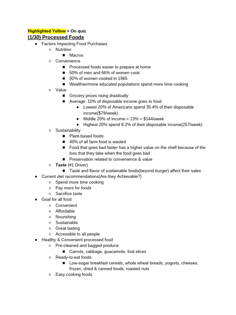 Food Science Notes | PDF | Foods | Food Processing