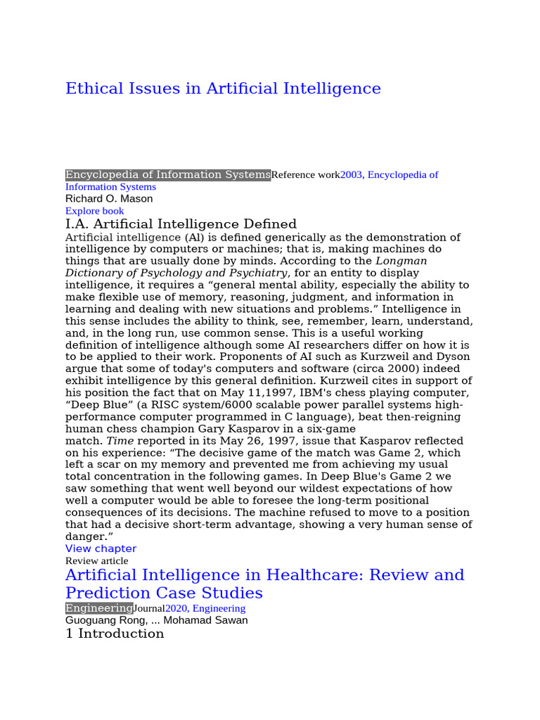 Ethical Issues in AI Systems | PDF | Artificial Intelligence ...