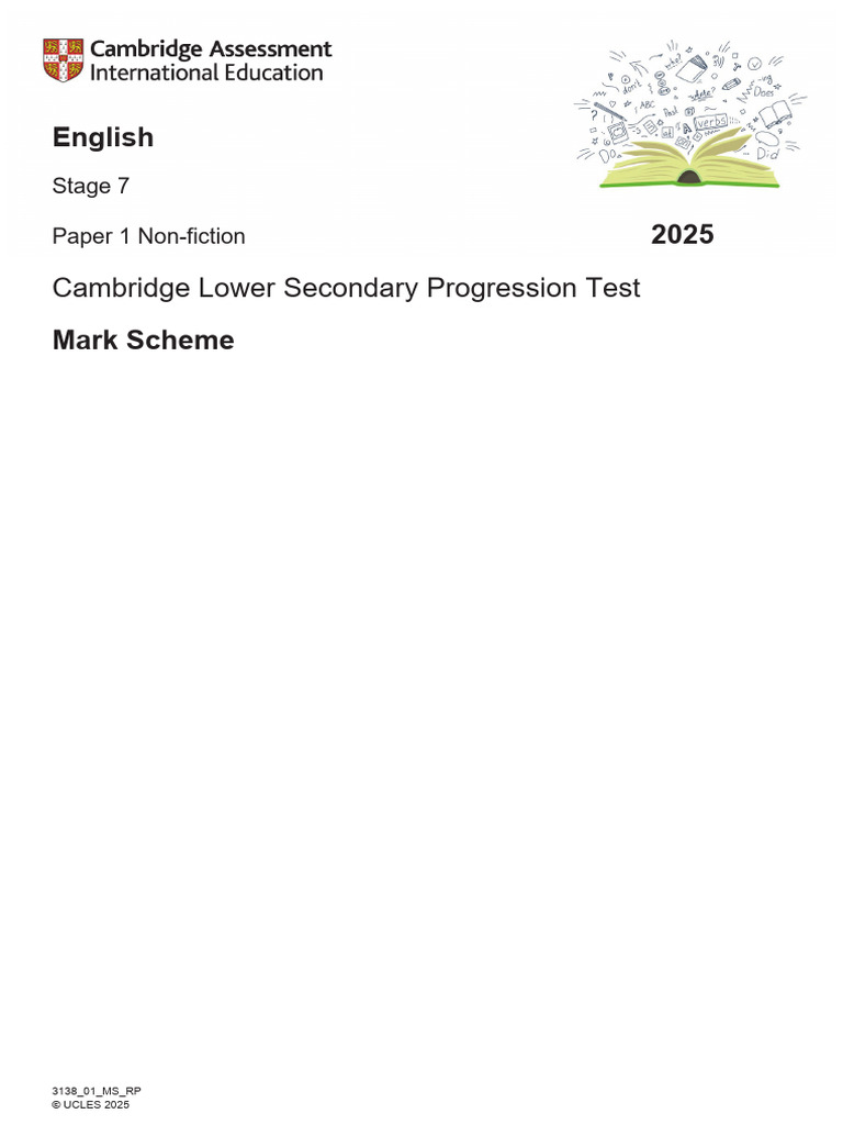 Stage 7 English Progression Test Marking Guide | PDF | Word | Sentence ...